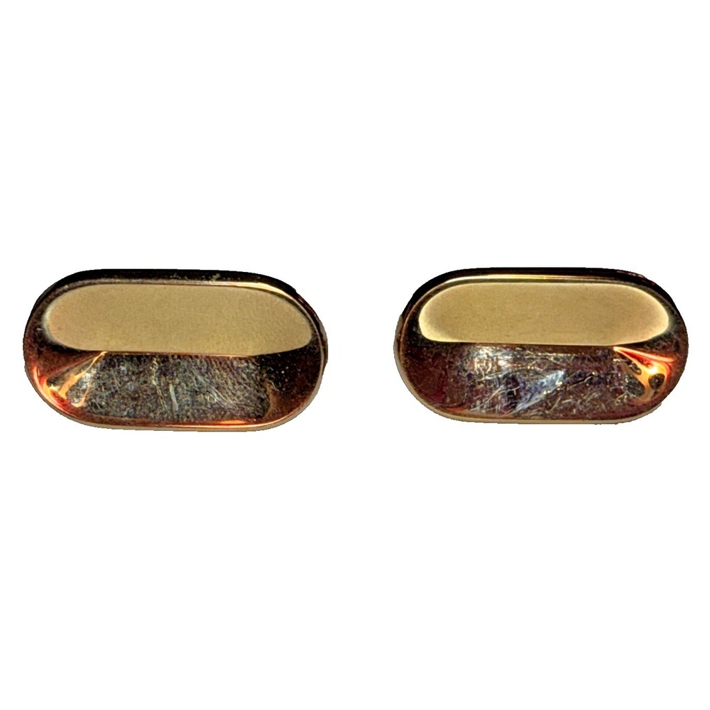 Modern Oval Gold Tone Cuff Links Vtg  J-6I